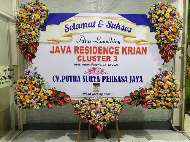 Karangan Bunga dengan Bannner